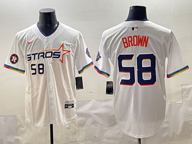 Men Houston Astros #58 Brown White Fourth generation Joint Name 2025 Nike MLB Jersey style 5